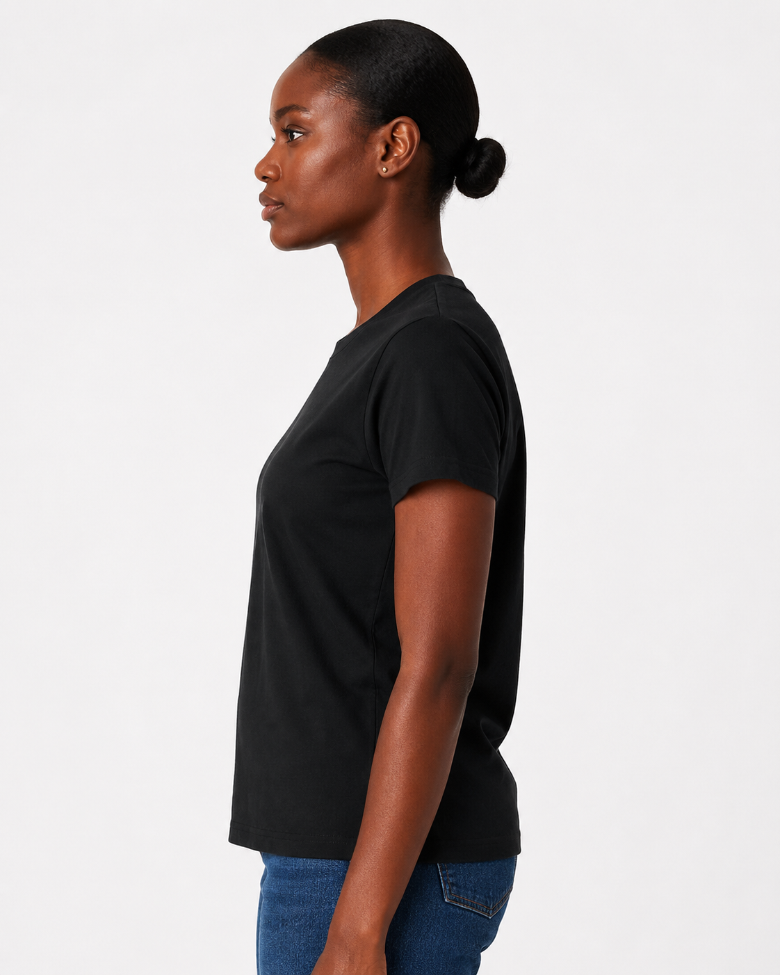Structured Crew Neck Tee – Black Print