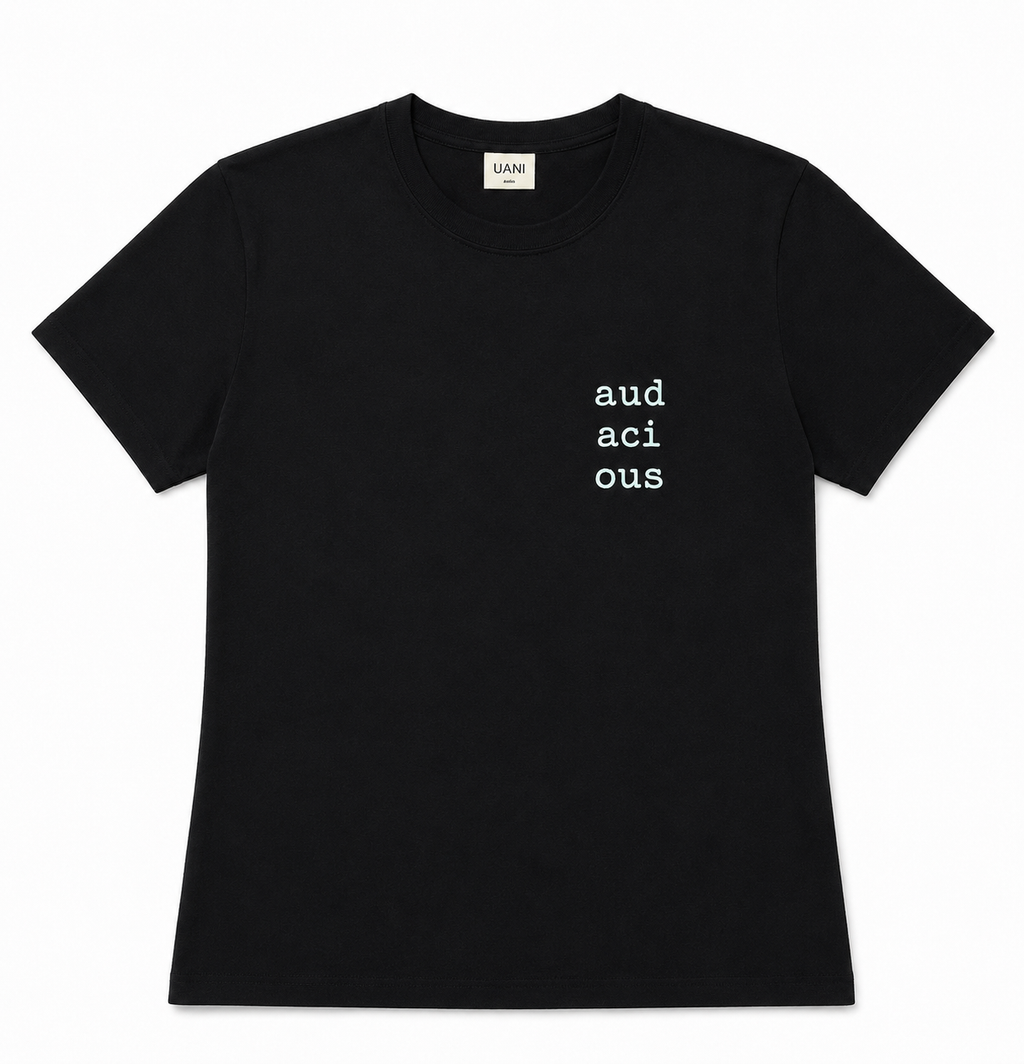 Structured Crew Neck Tee – Black Print