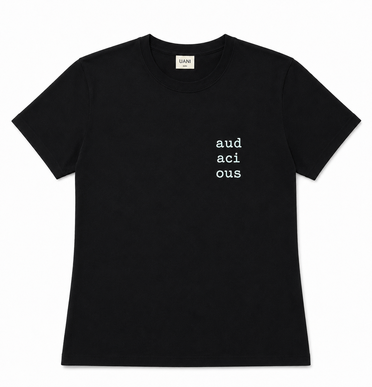 Structured Crew Neck Tee – Black Print