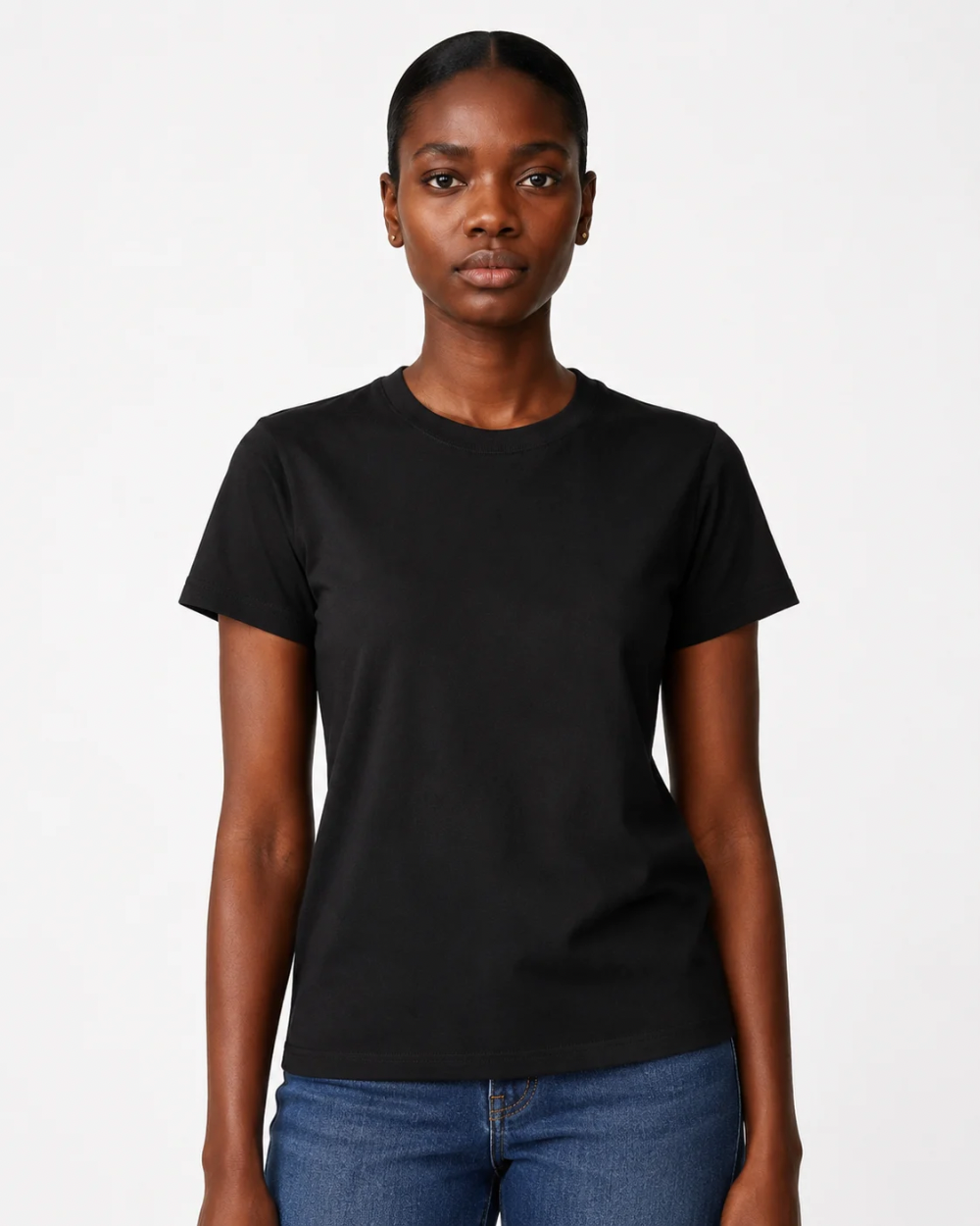Structured Crew Neck Tee – Black