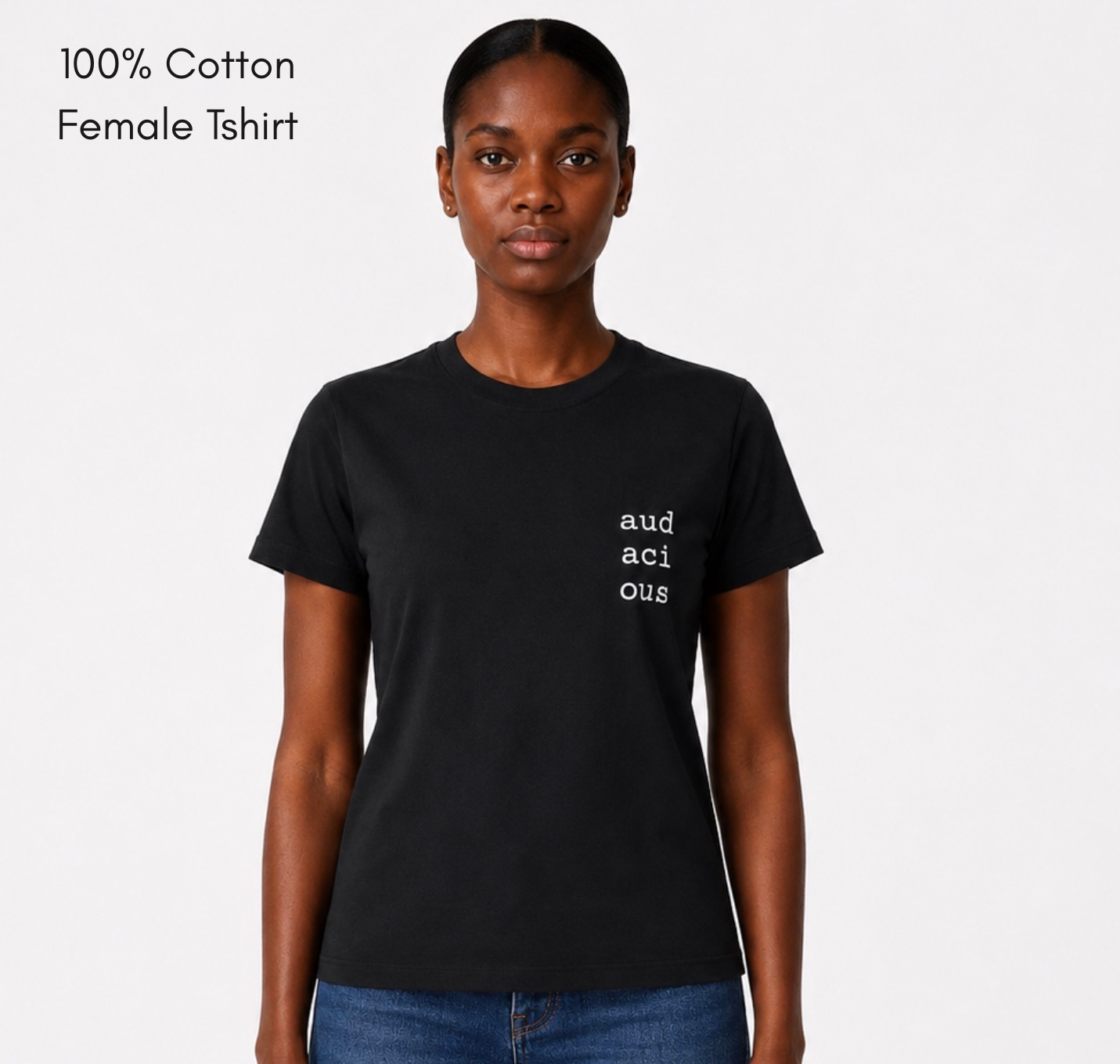 Structured Crew Neck Tee – Black Print
